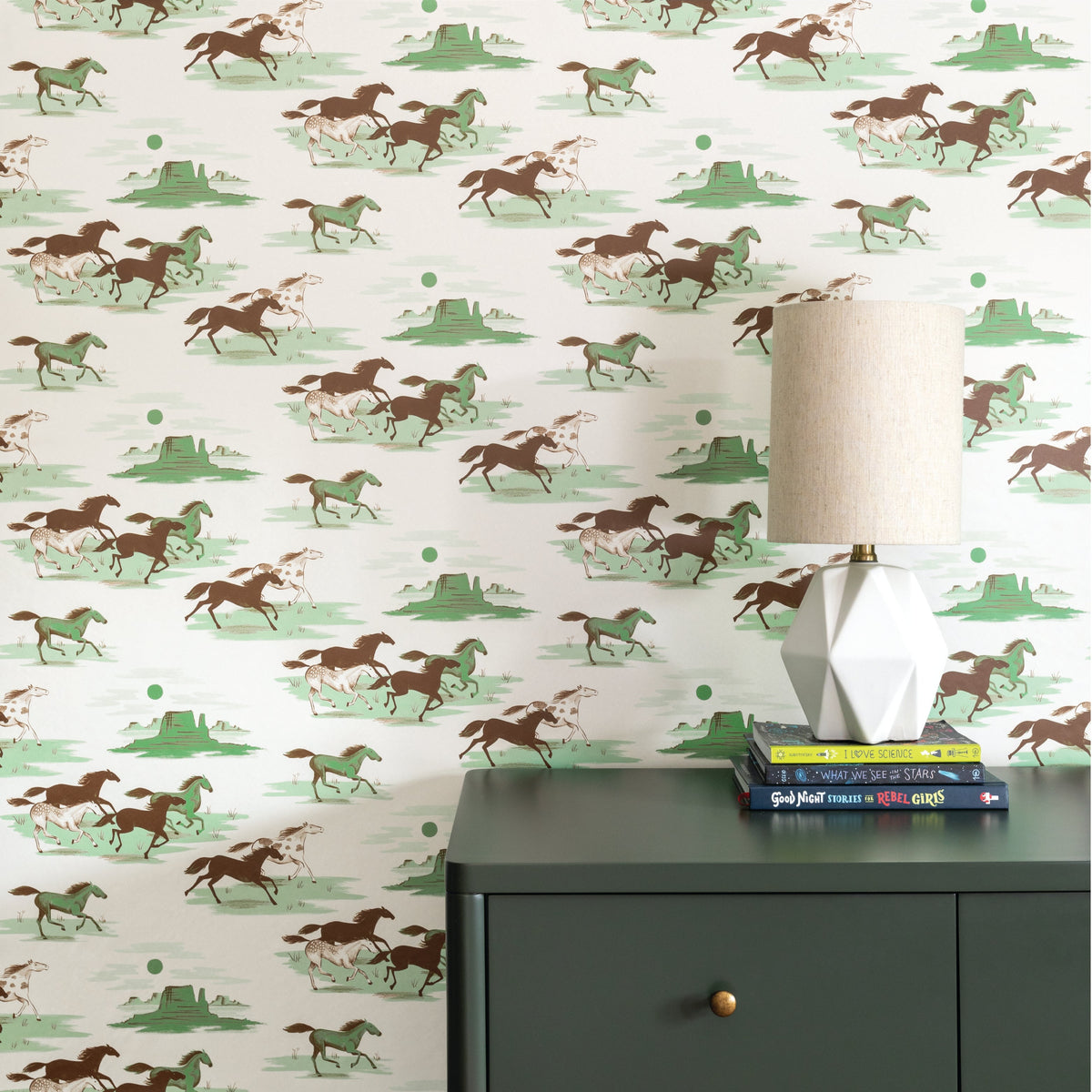 Image of Stampede in Green/Brown Wallpaper