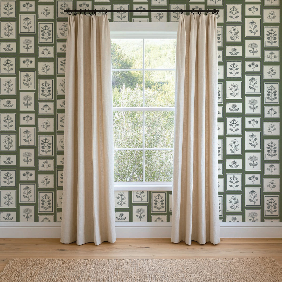 Image of Framed Flowers in Forest Wallpaper