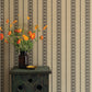 Image of Tulip Ticking Stripe in Charcoal/Dark Tan Wallpaper