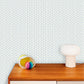 Image of Flower Stamp in Blue/Cream Wallpaper