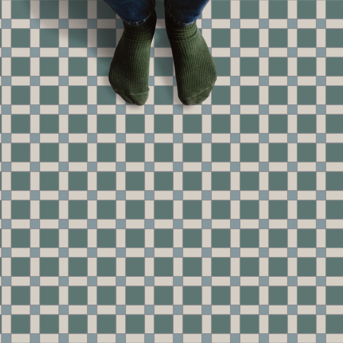 Heritage Check Tile Decal Tile/Flooring in Lake Blue
