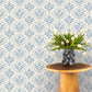 Image of Riviera in Cream/Blue Wallpaper