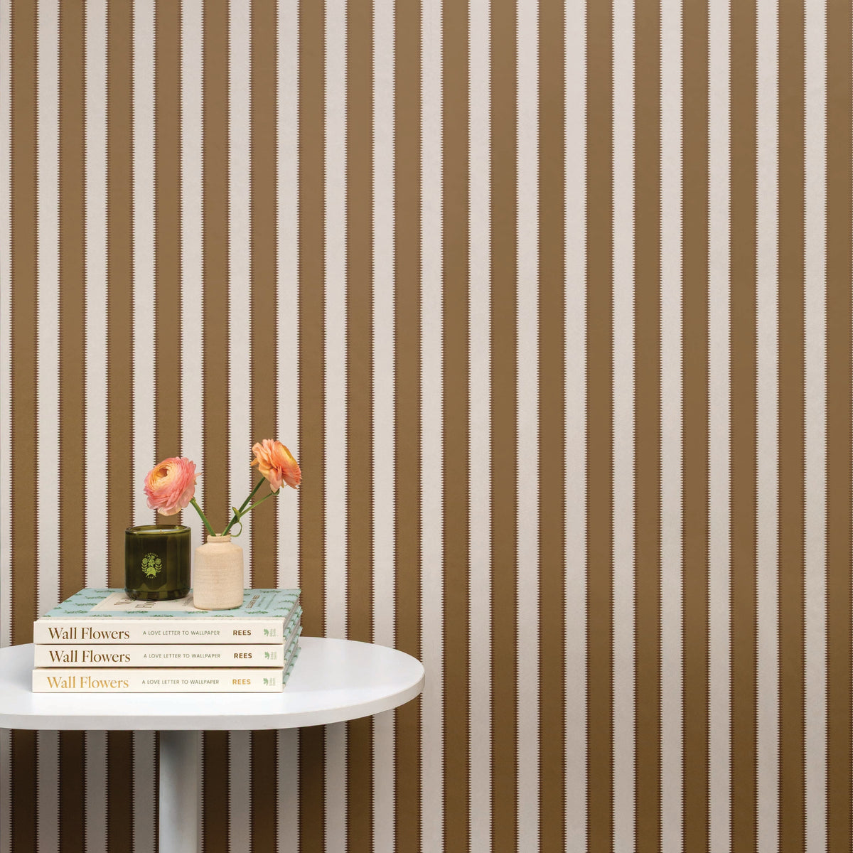 Image of Wilder Stripe in Ochre Wallpaper