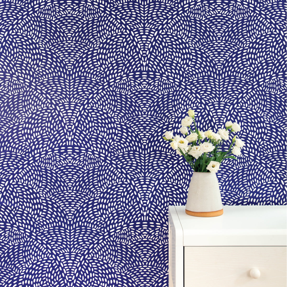 Image of Grateful Thread in Blue/White Wallpaper