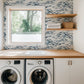 Image of Swimming Upstream in Blue Wallpaper