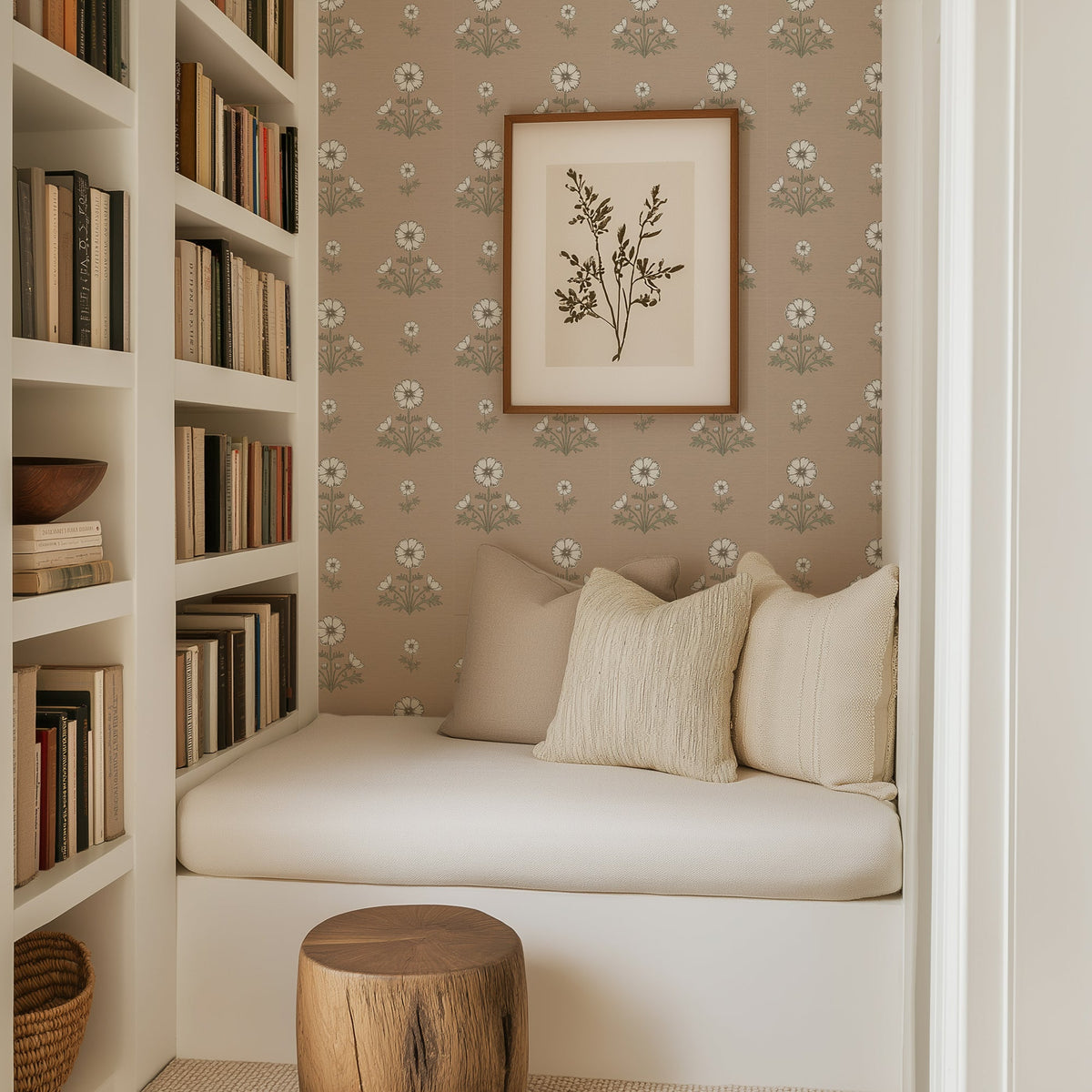Image of Cosmo Block Print in White/Blush Wallpaper