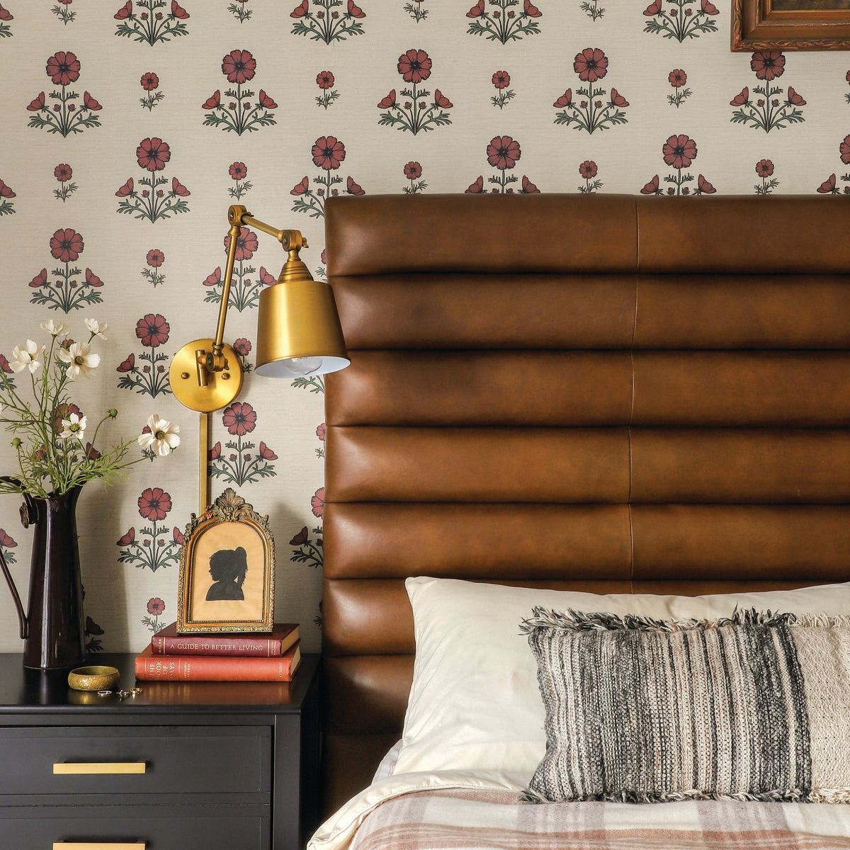 Image of Cosmo Block Print in Pink/Light Tan wallpaper