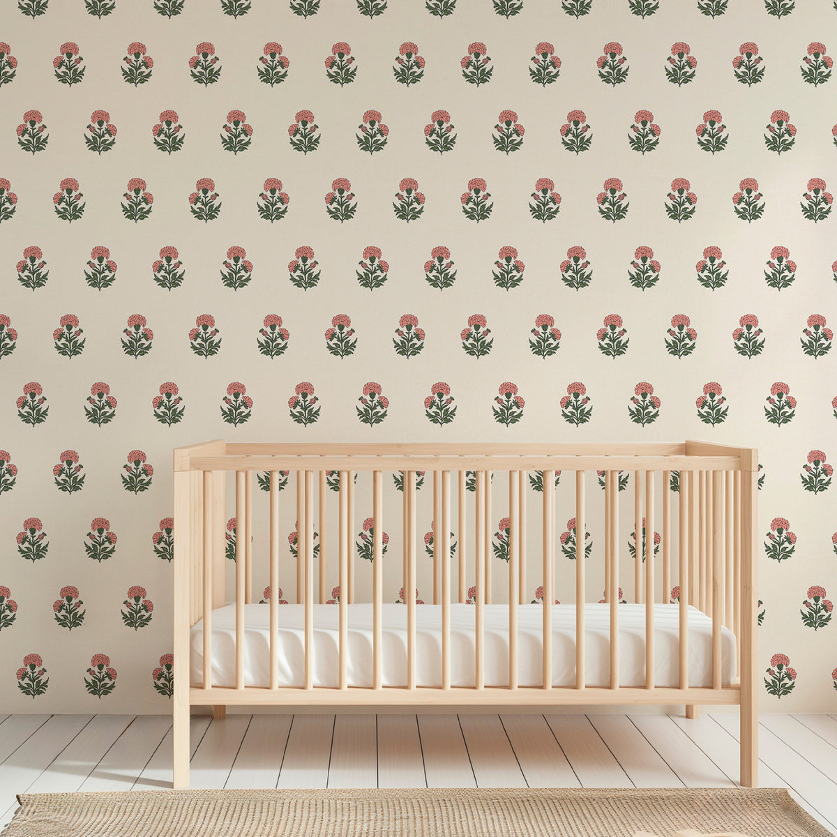 Image of Marigold Block Print in Coral Wallpaper
