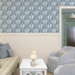 Image of Paisley Block Stripe in Sky Blue Wallpaper