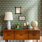 Image of Floral Stripe in Olive Wallpaper