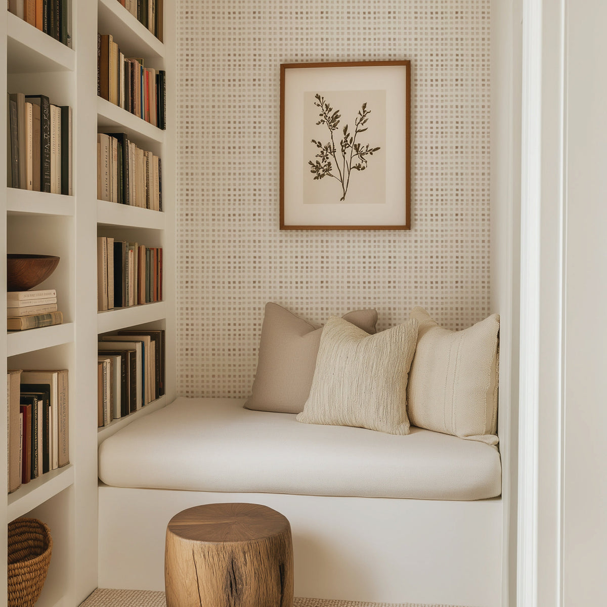 Image of Geo Grid in Neutral Wallpaper
