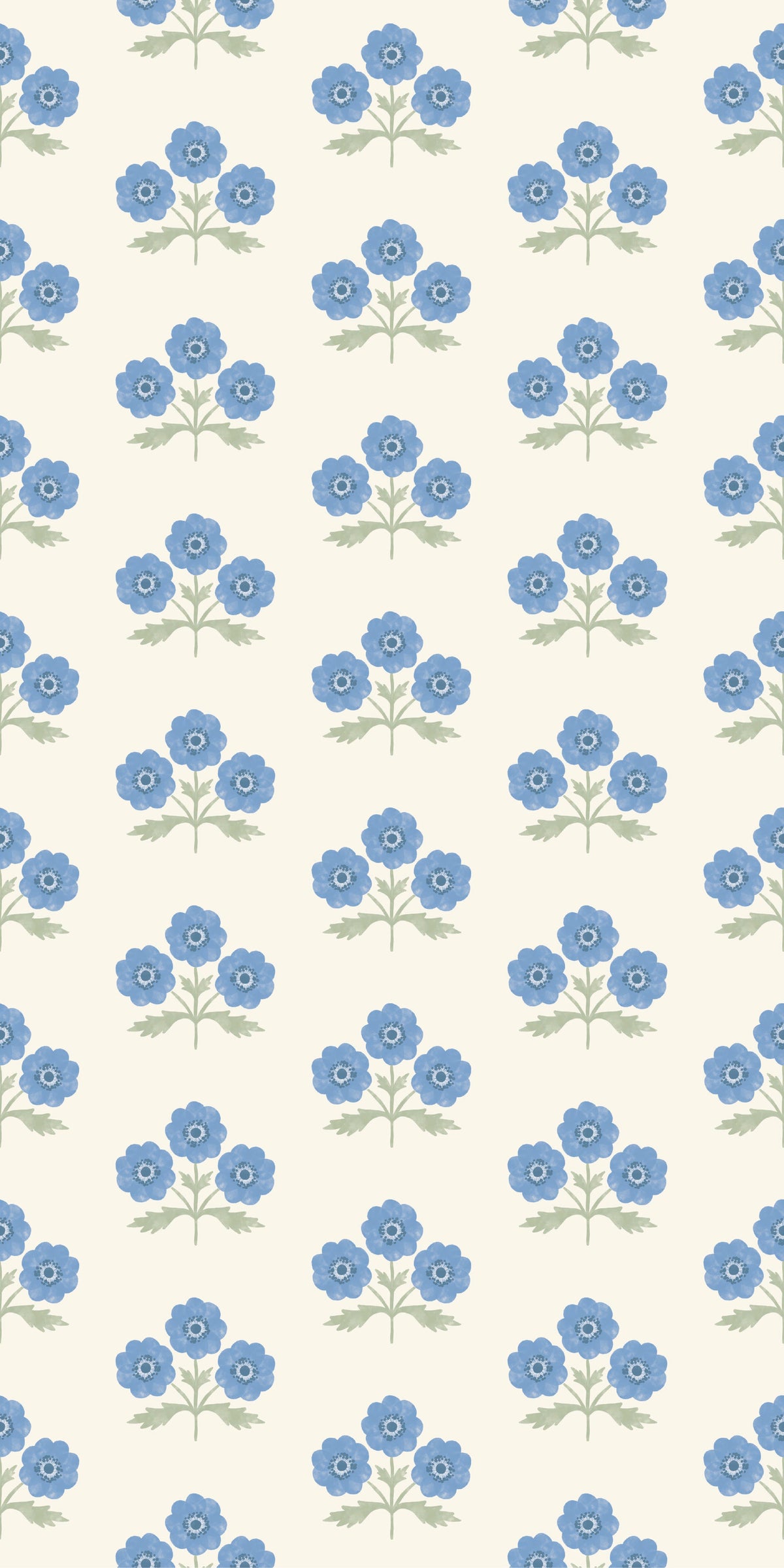 Image of Field Floral in Sky Blue Wallpaper