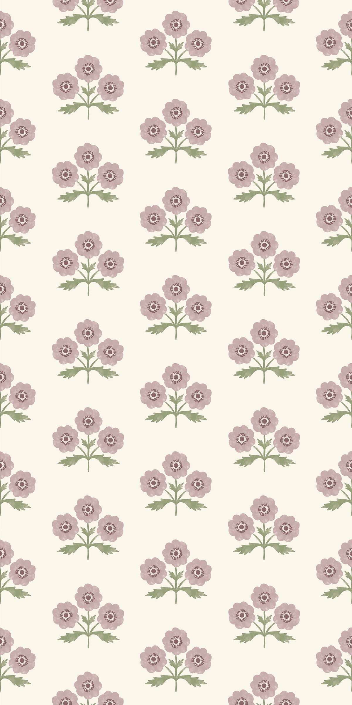 Image of Field Floral in Mulberry Wallpaper