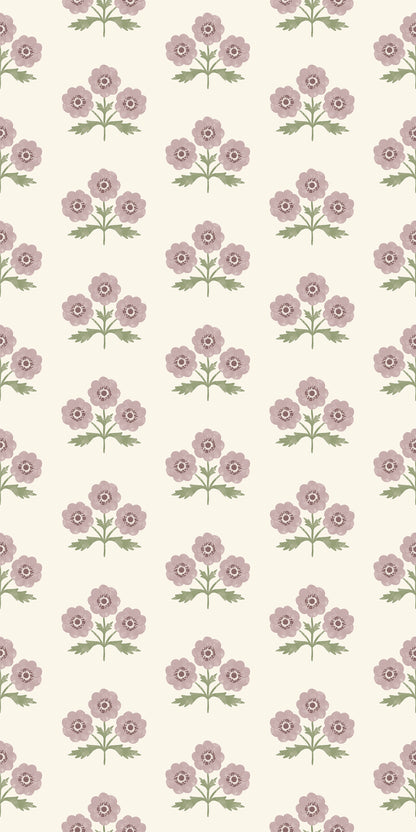 Image of Field Floral in Mulberry Wallpaper