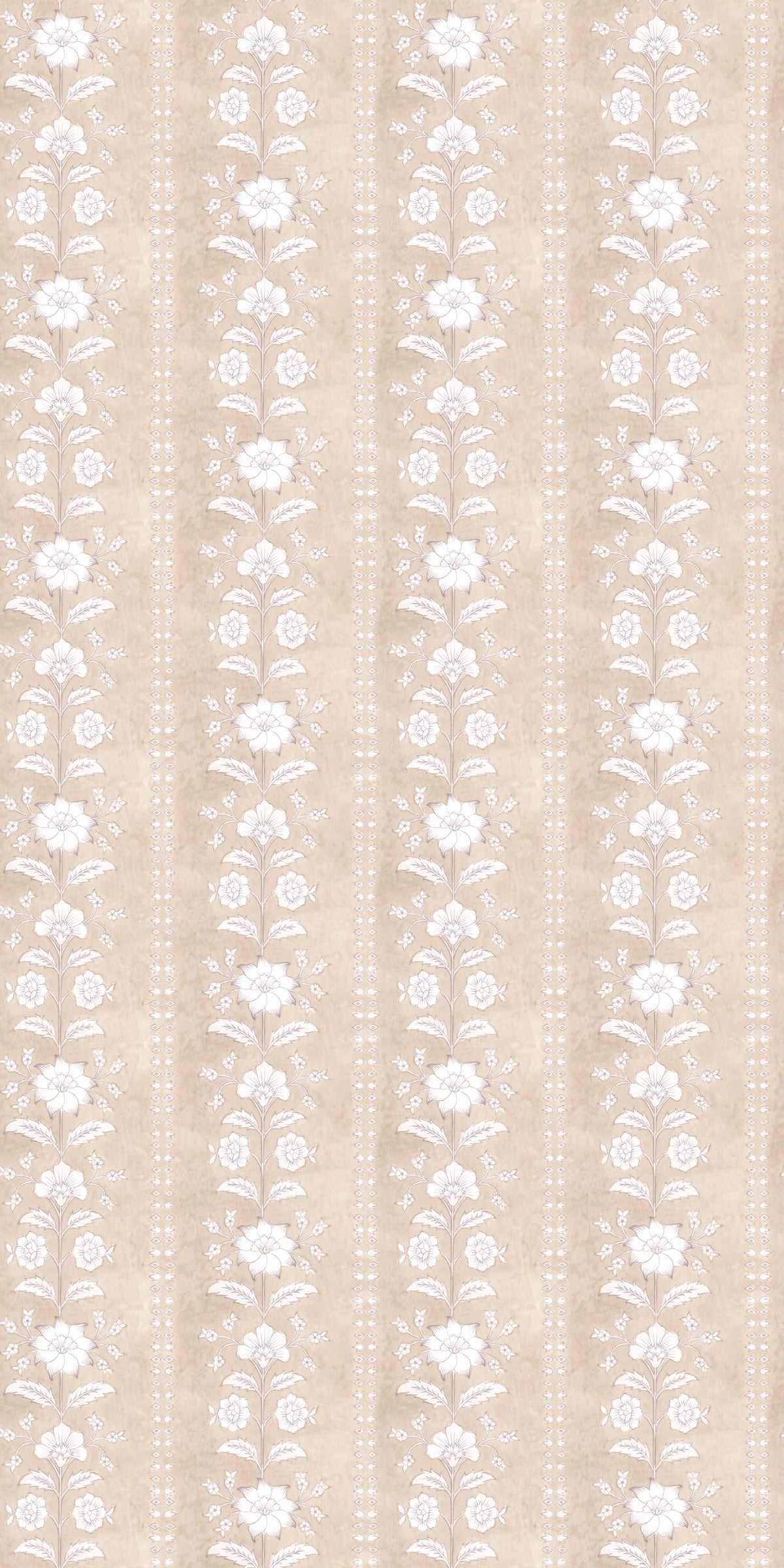 Image of Flower Garland in Beige Wallpaper