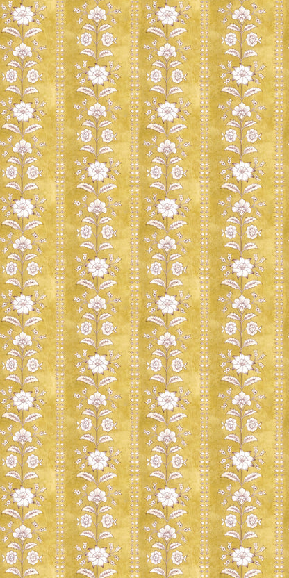 Image of Flower Garland in Mustard Wallpaper