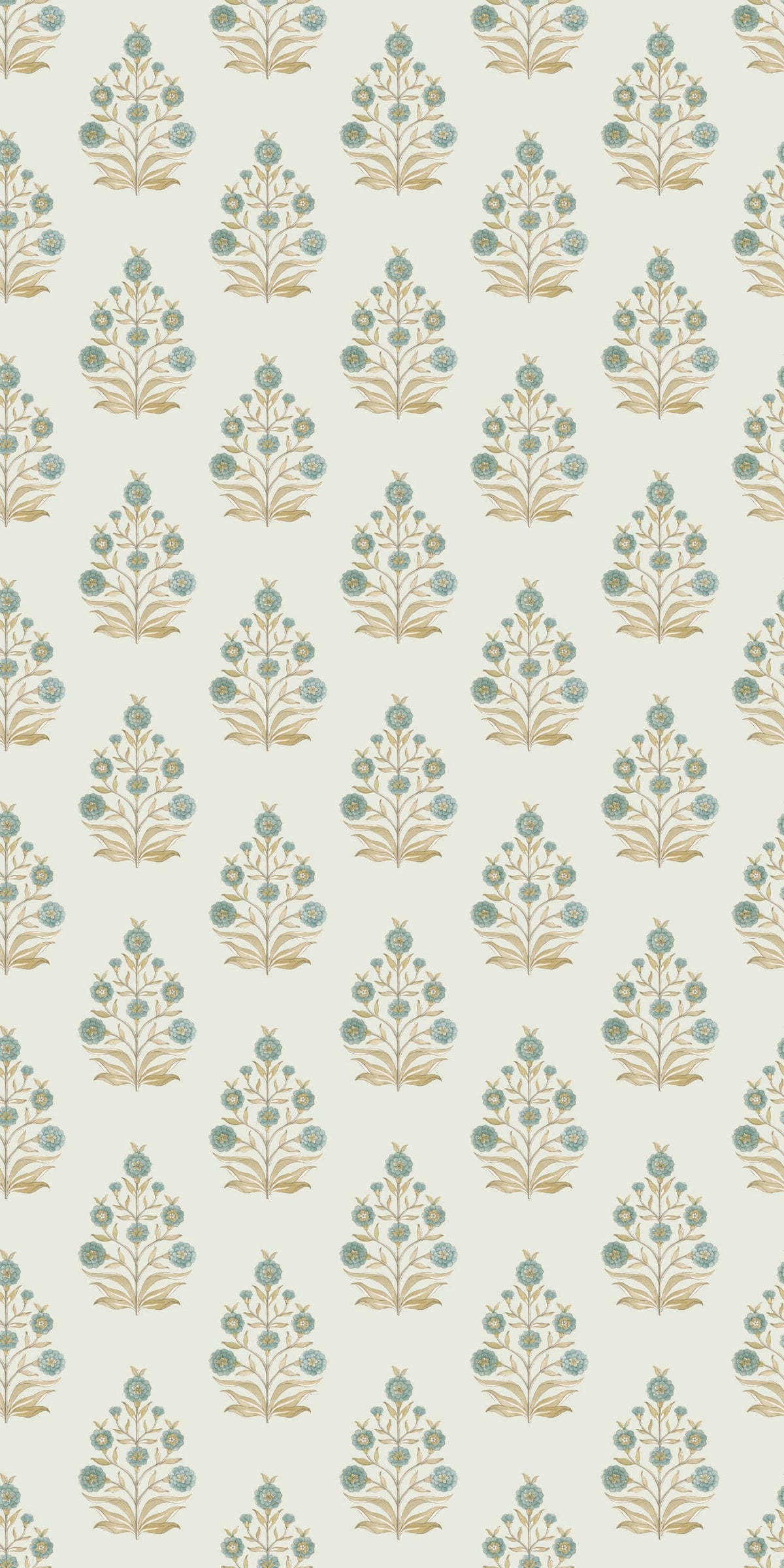 Image of Haveli Block Print in Blue/Tan Wallpaper