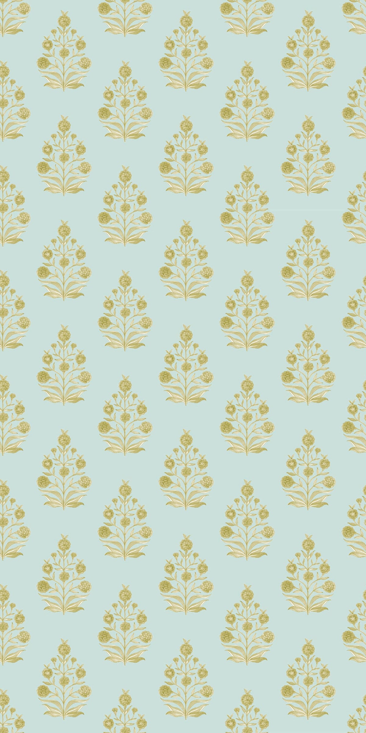 Image of Haveli Block Print in Mustard/Blue Wallpaper