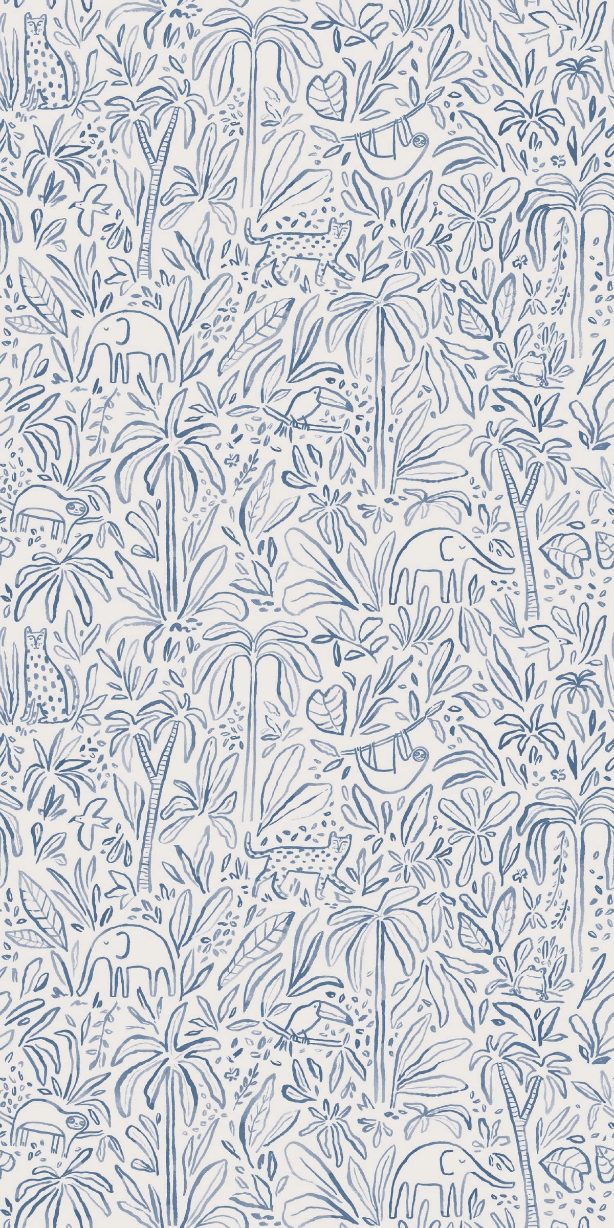Image of In the Jungle in Blue Wallpaper