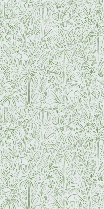 Image of In the Jungle in Green Wallpaper