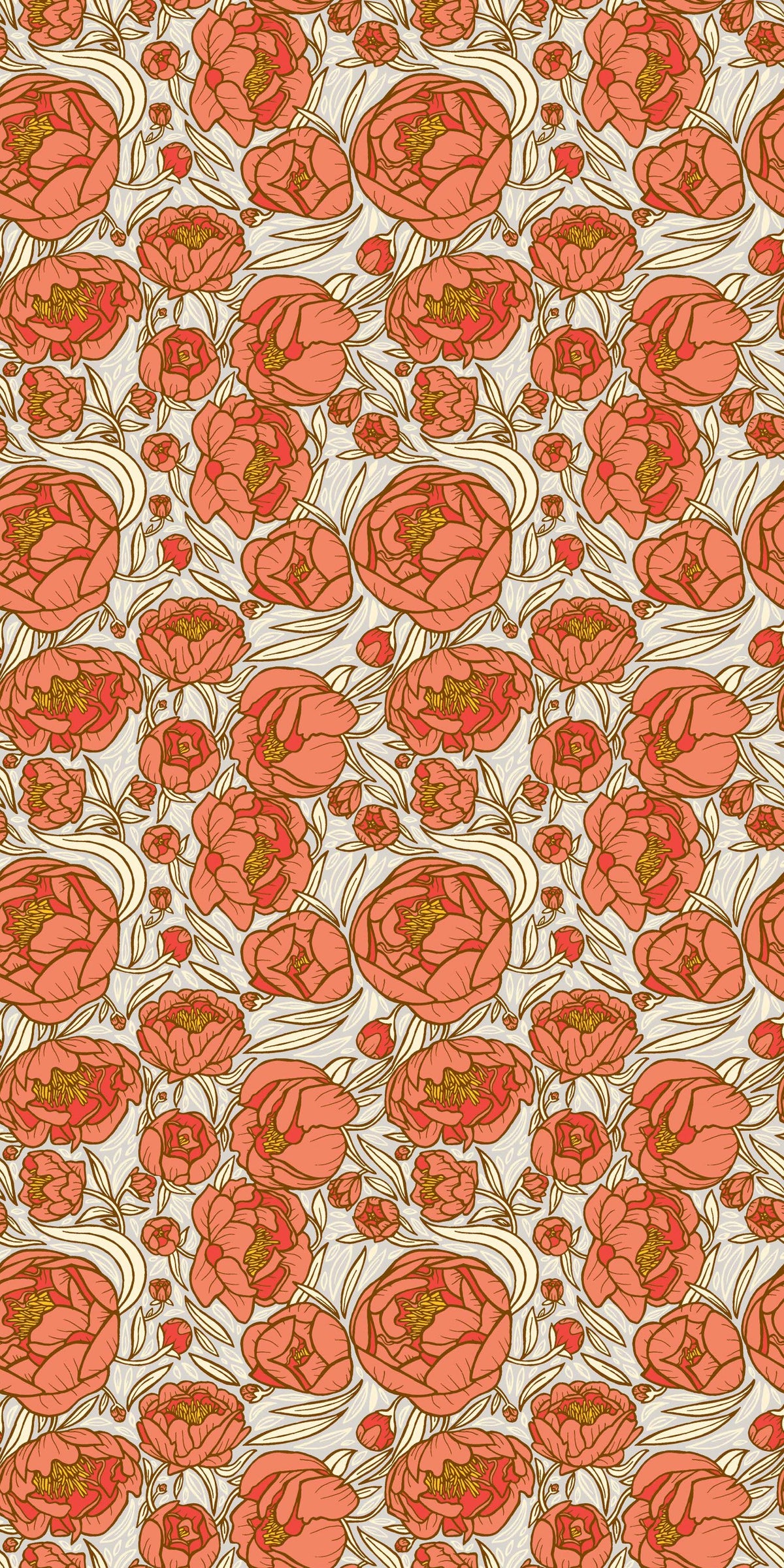 Image of Peonies in Grey Wallpaper