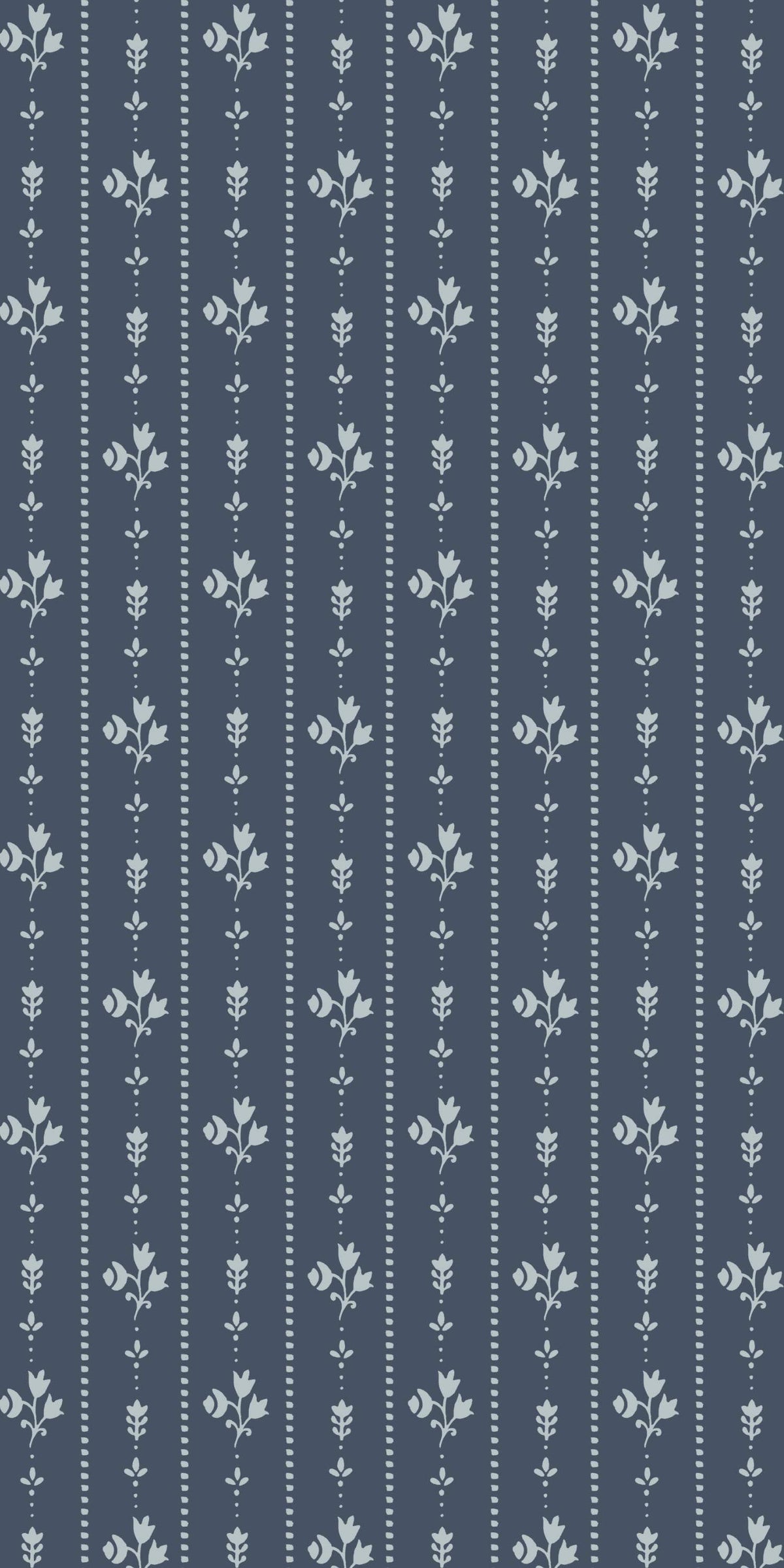 Image of Floral Stripe in Blue Wallpaper