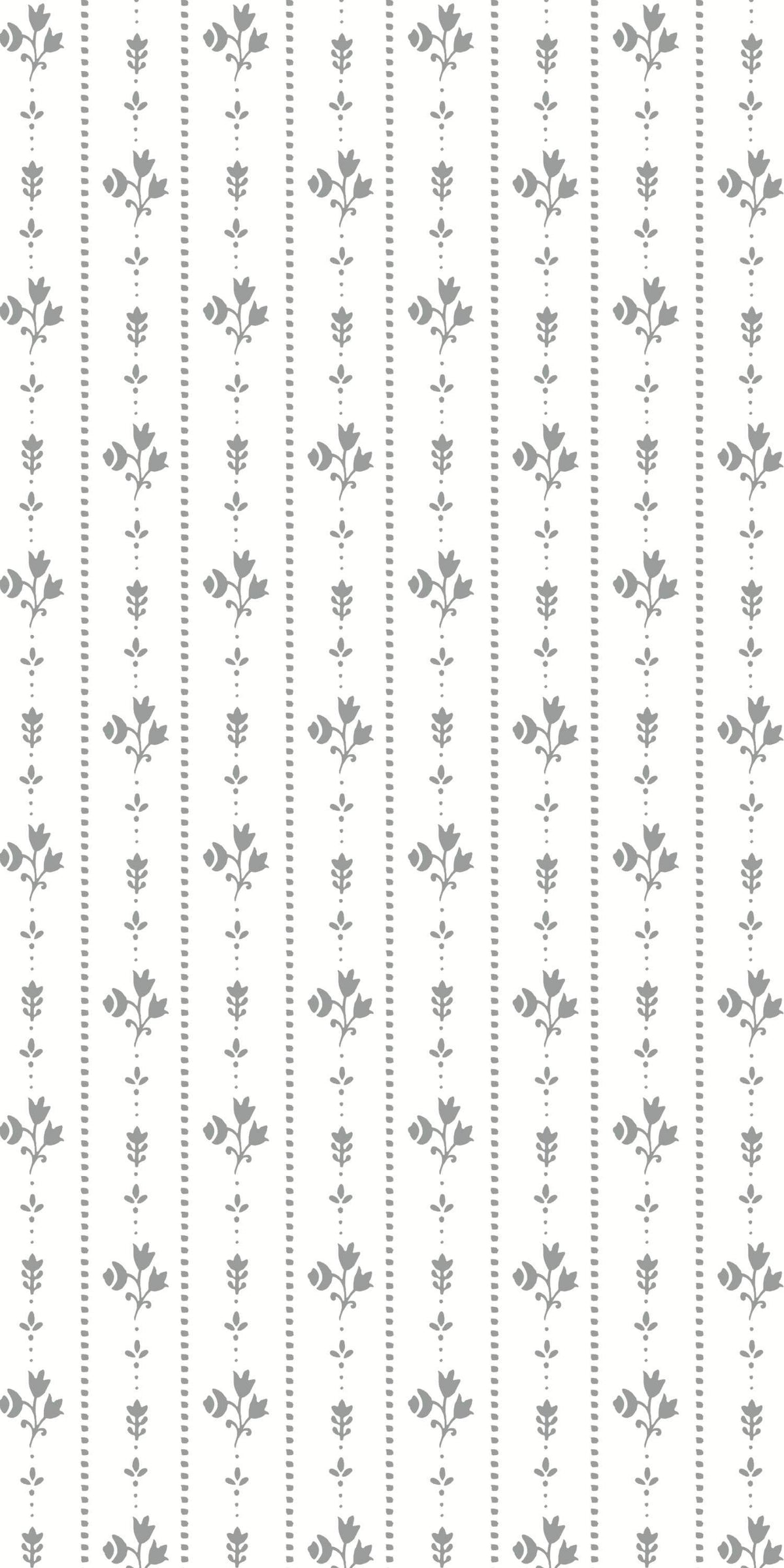 Image of Floral Stripe in Grey on White Wallpaper