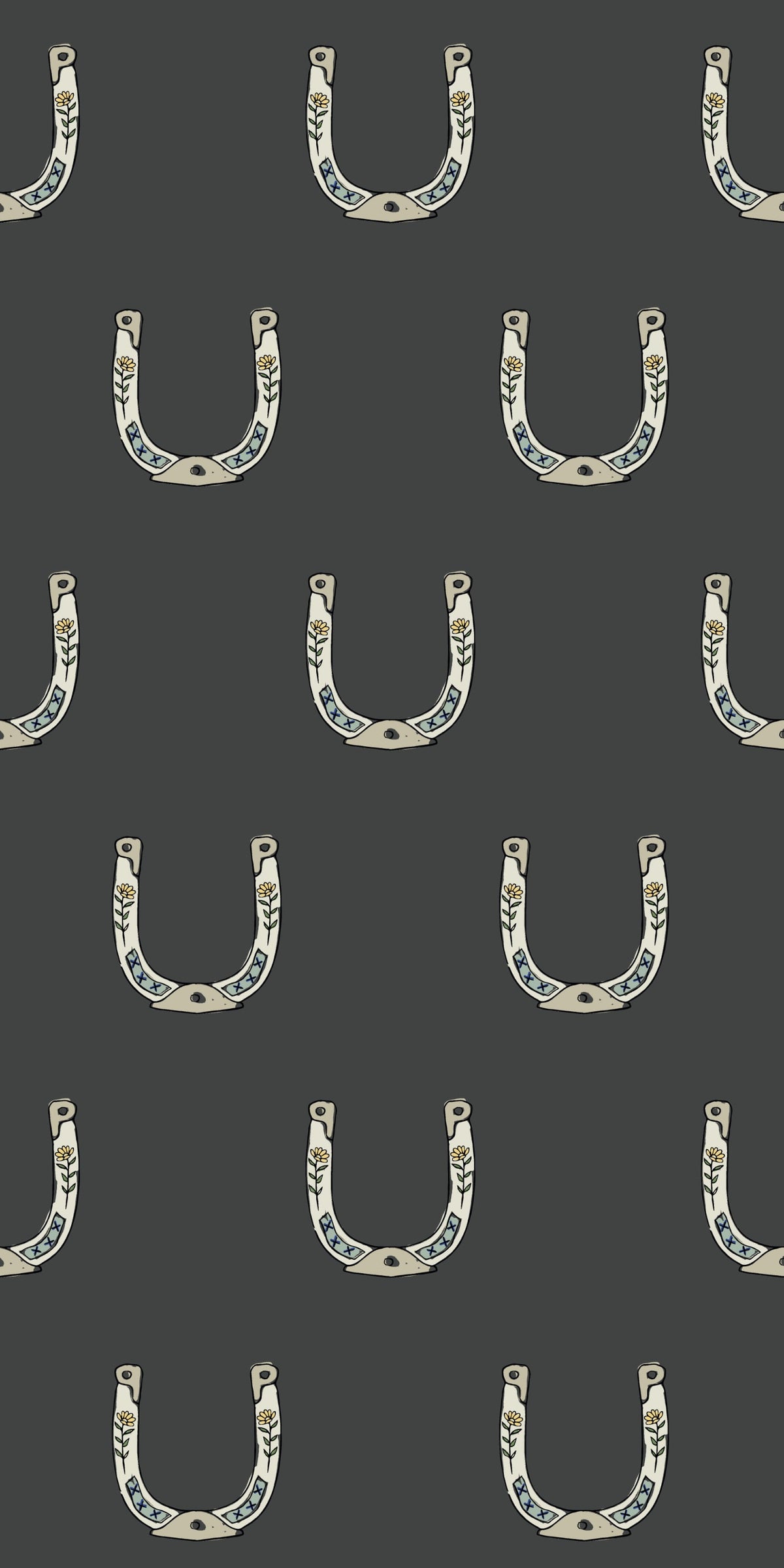 Image of Horseshoe in Charcoal Wallpaper