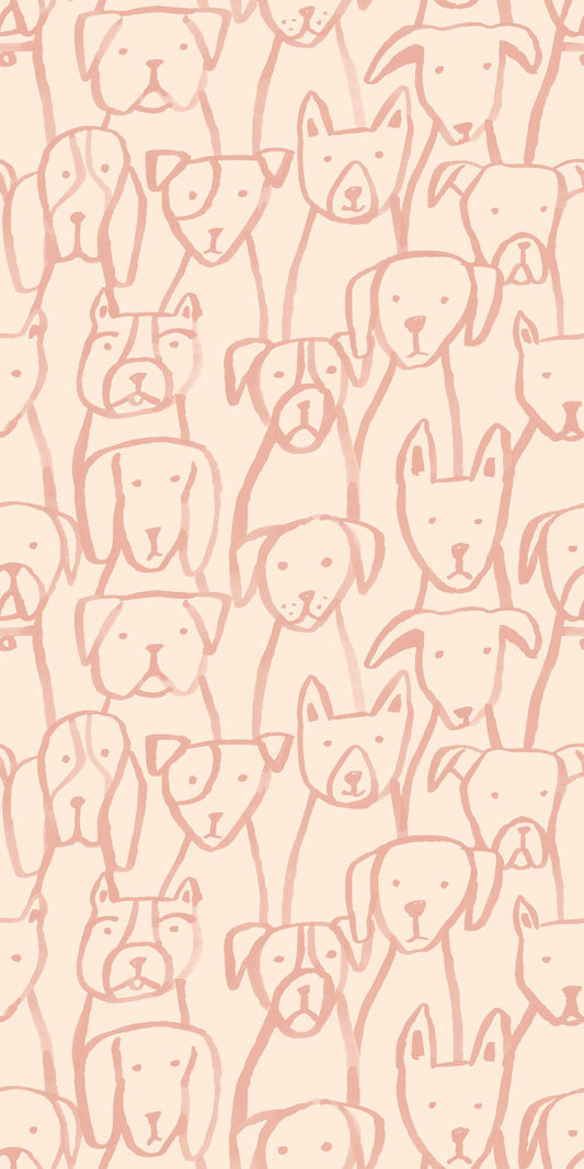 Image of Puppy Pile in Pink Wallpaper