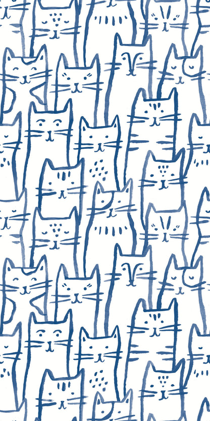 Smitten Kitten in Blue Wallpaper