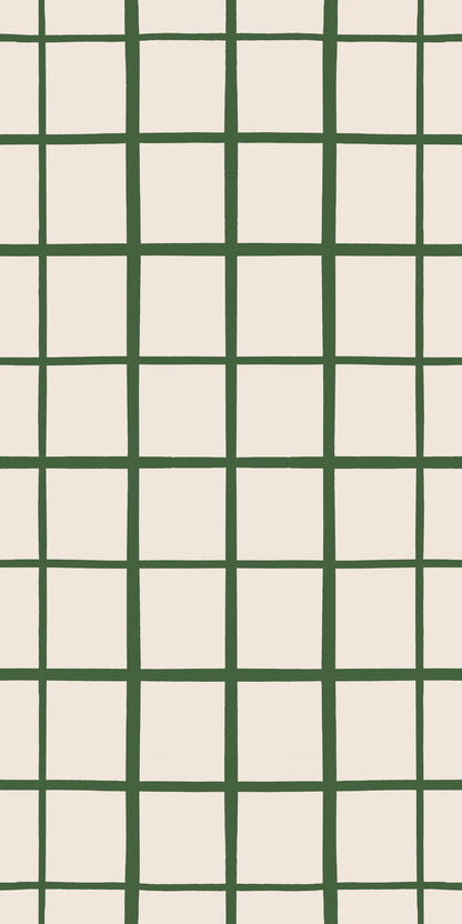 Grid in Fern Green and White Wallpaper
