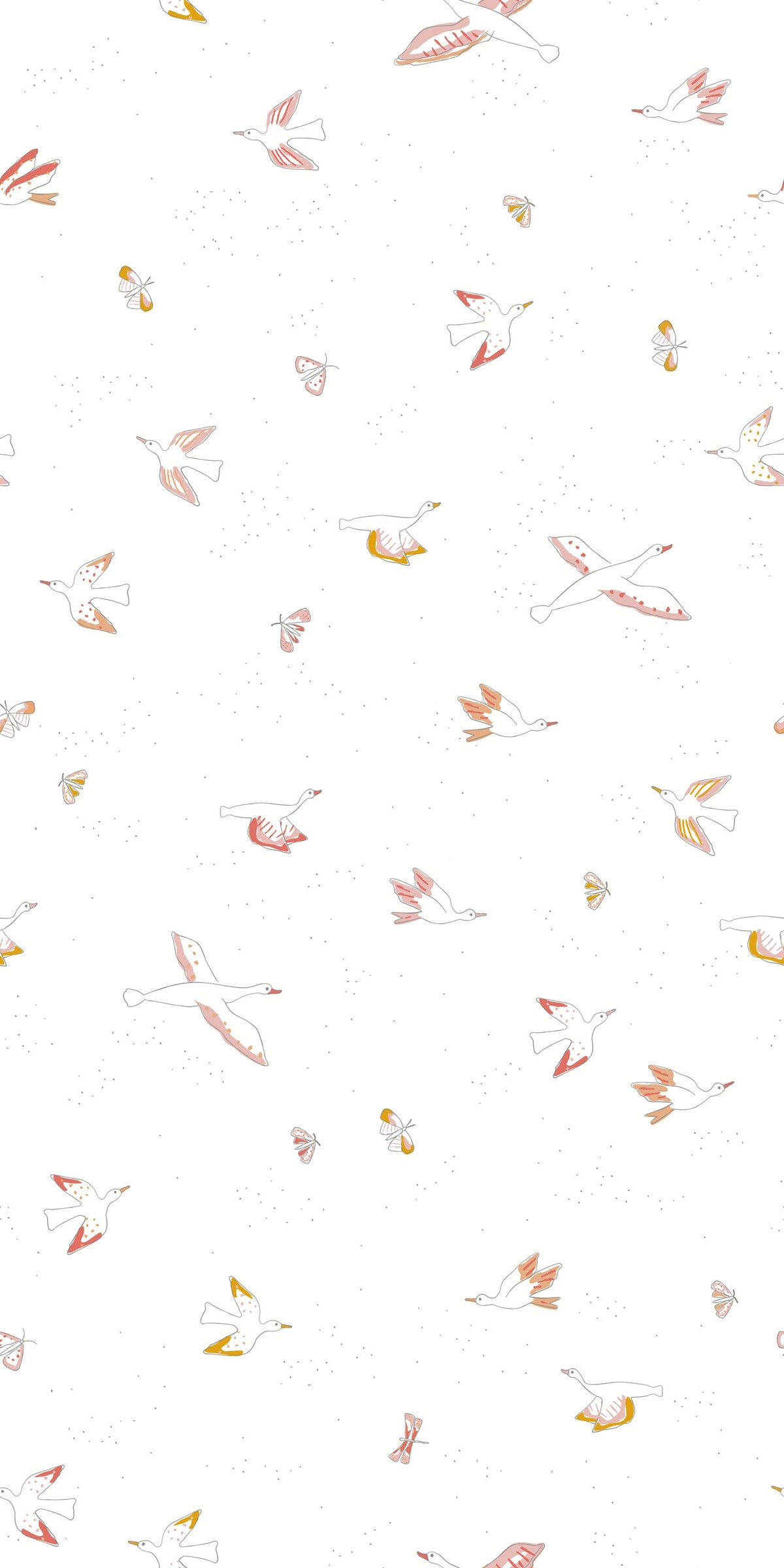 Image of Birds of a Feather in Pink and White wallpaper