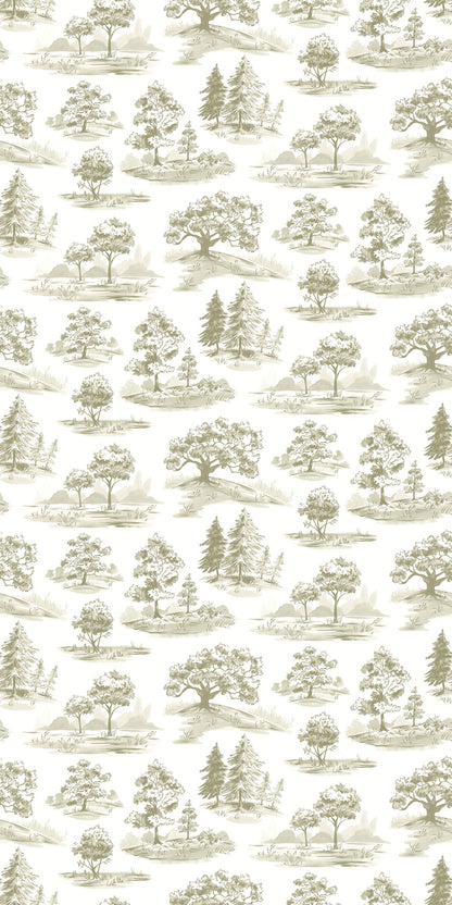 Image of Tree Toile in Mono Wallpaper