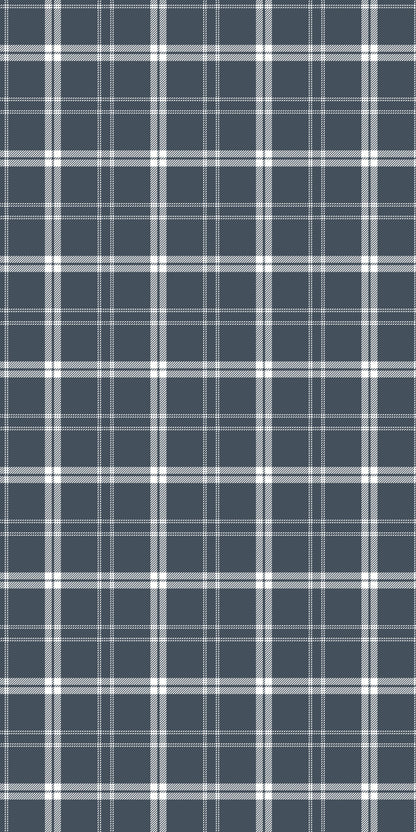 Ticking Plaid in Denim Wallpaper